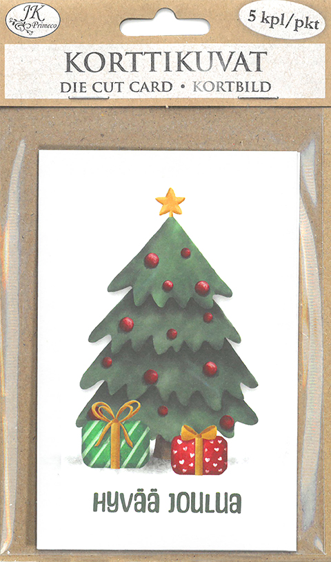 Die cut card Kuusi ja lahjat 5pcs