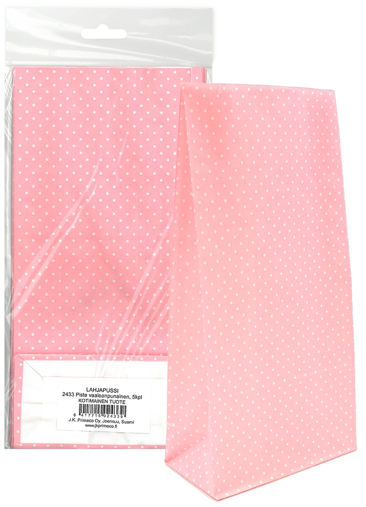 Paper bag Dot light pink 5pcs