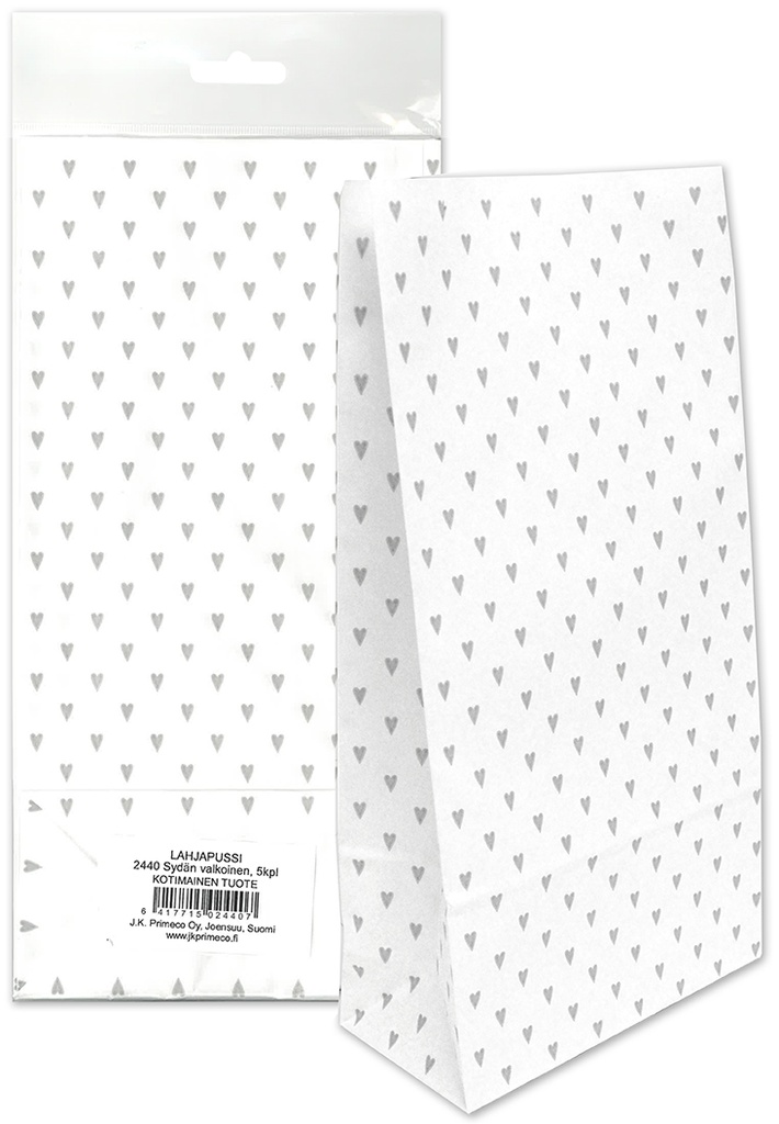 Paper bag Heart grey 5pcs