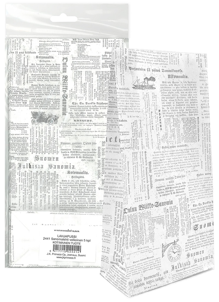 Paper bag Sanomalehti valkoinen 5pcs