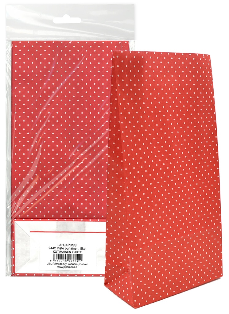 Paper bag Dot red 5pcs