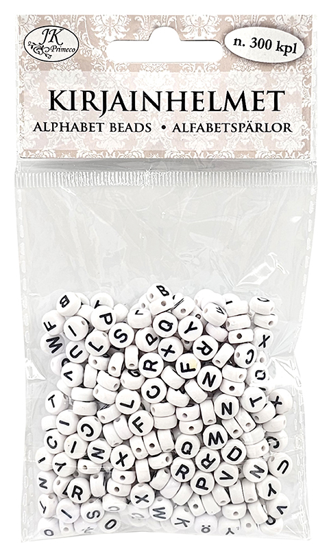 Alphabet beads round white/black 300pcs