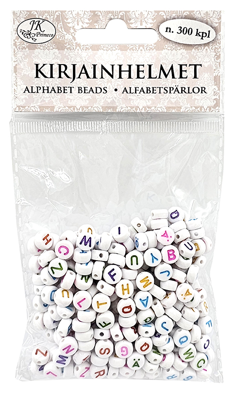 Alphabet beads round white/colorful 300pcs