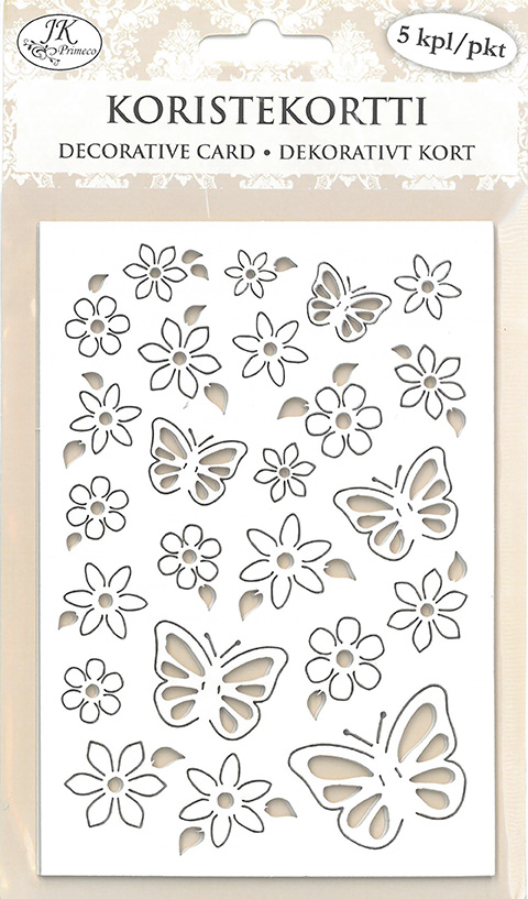 Decorative card Butterflies and flowers 5pcs