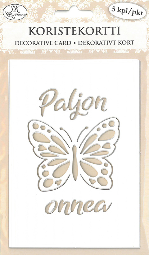 Decorative card Perhonen valkoinen 5pcs