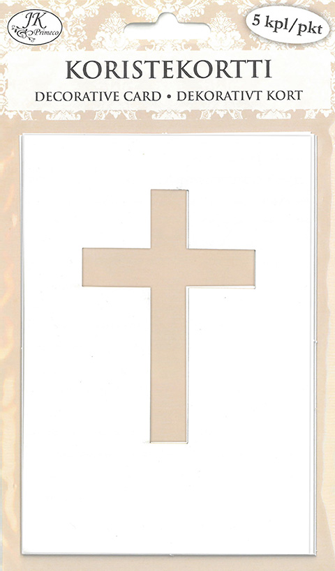 Decorative card Cross white 5pcs
