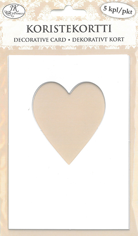 Decorative card Heart white 5pcs
