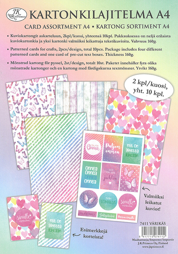 Card assortment A4 Värikäs 10pcs