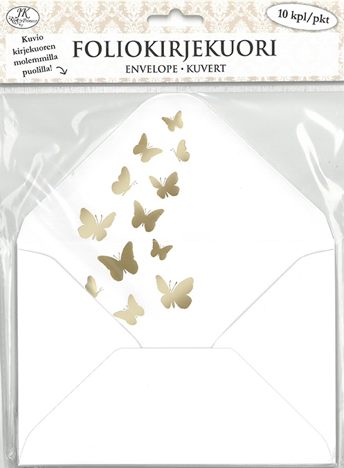Foil envelope C6 Butterflies gold 10pcs