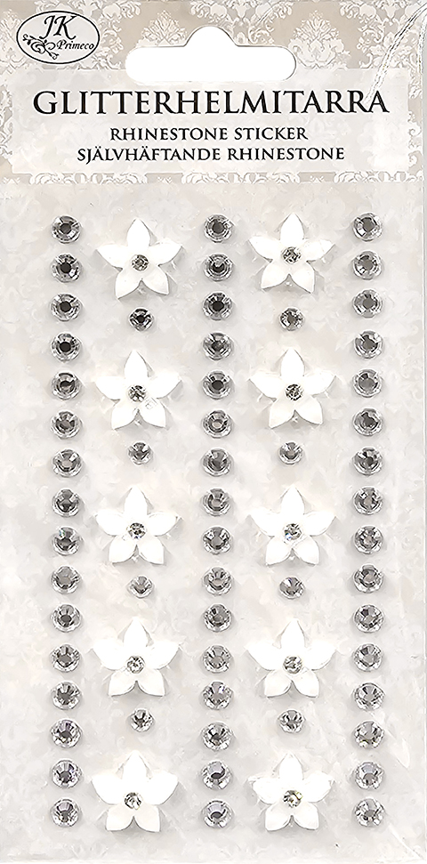 Rhinestone sticker Flower and pearls white