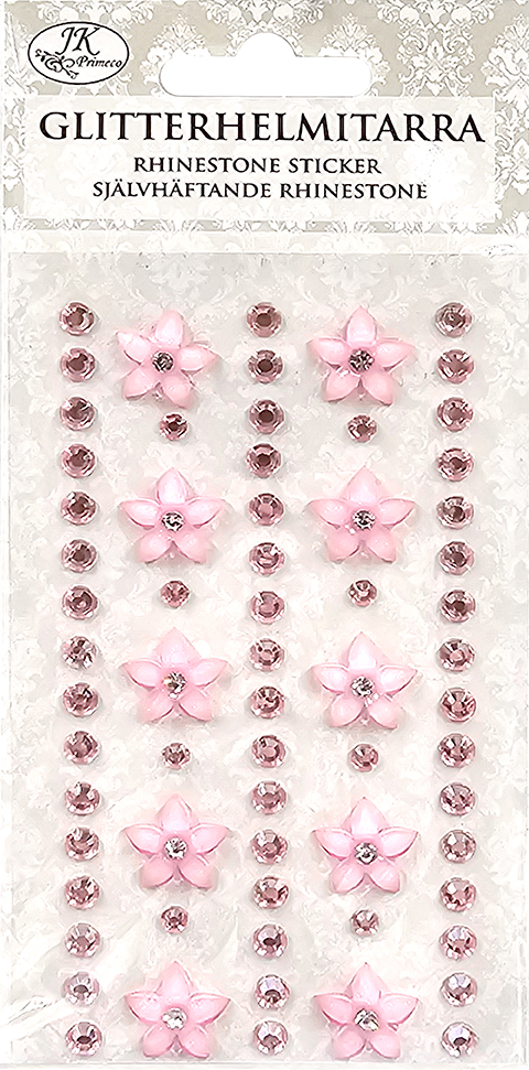 Rhinestone sticker Flower and pearls light pink