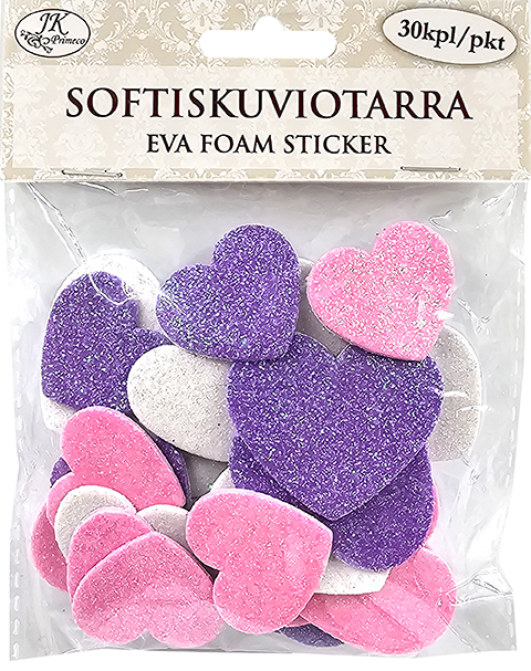 Eva foam sticker Heart glitter 30pcs