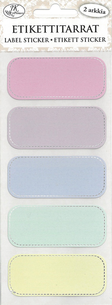 Label sticker narrow Pastel silver foil 2 sheets