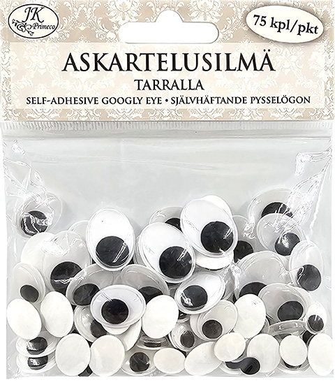 Googly eye, self-adhesive oval 75pcs