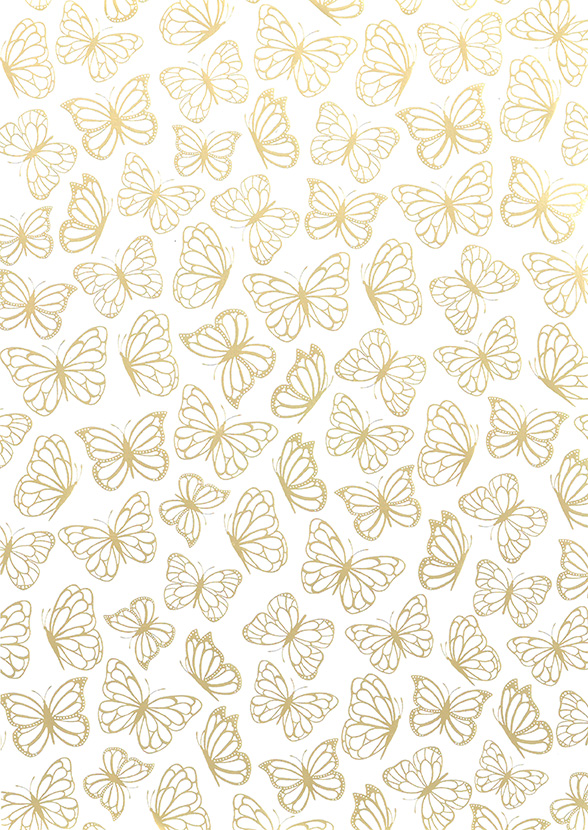 Design card A4 Butterflies pearlescent gold 5pcs
