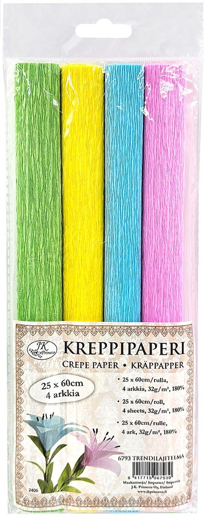 Crepe paper Trend assortment 4 rolls