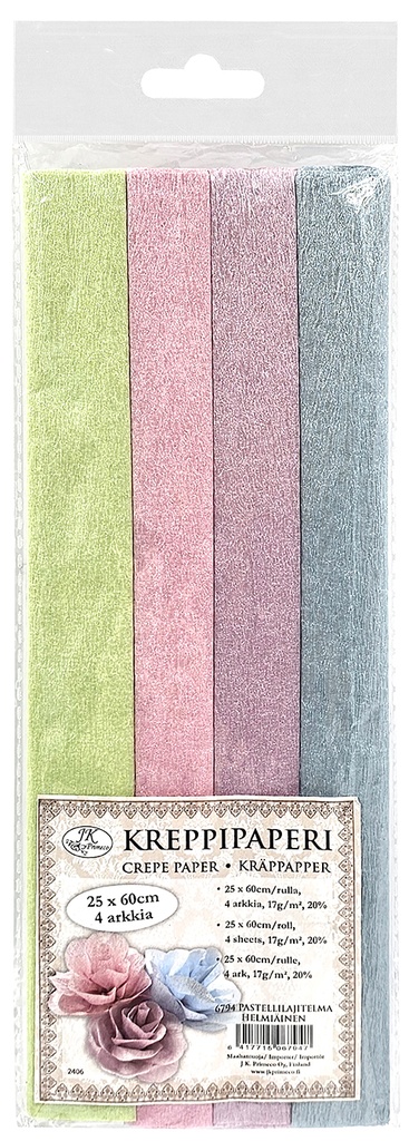 Crepe paper pearlescent pastel assortment 4 rolls