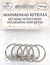 Key ring with chain silver 5pcs