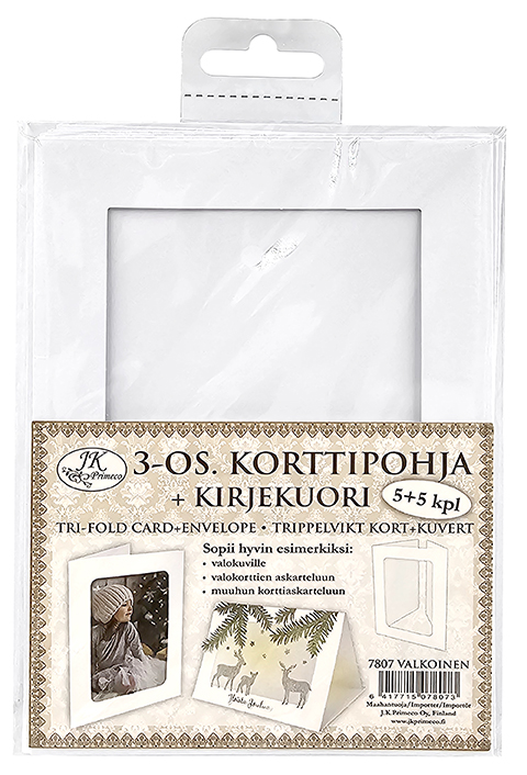 Tri-fold card + envelope white 5pcs+5pcs