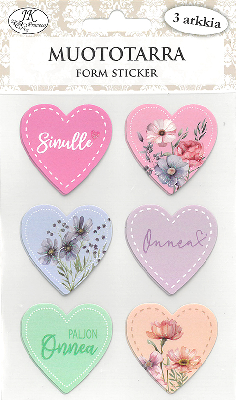 Form sticker Kuvat ja tekstit sydän 3pcs
