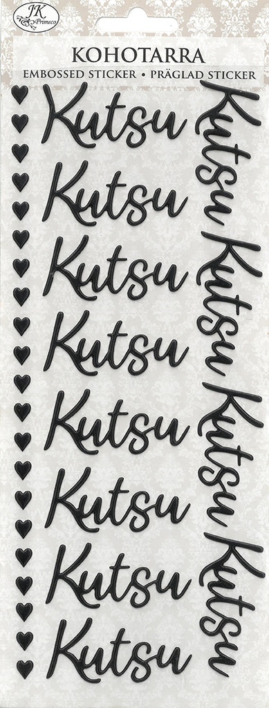 Embossed sticker Kutsu musta