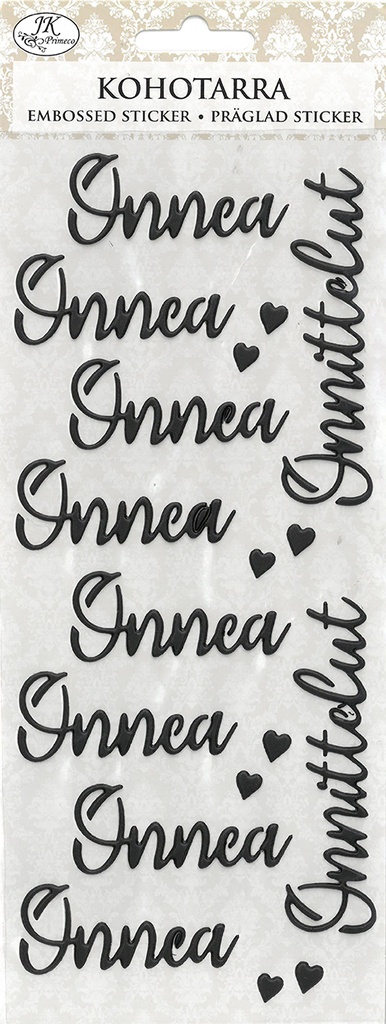 Embossed sticker Onnittelut musta
