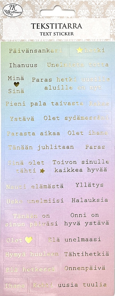 Text sticker Sanonnat pastelli/kulta