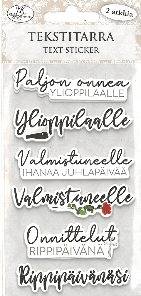 Text sticker Toivotukset musta 2 sheets