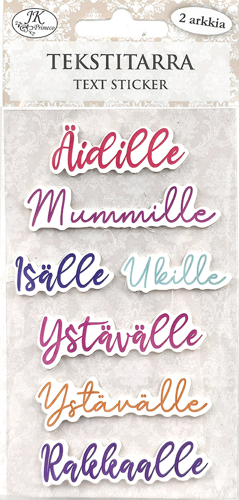 Text sticker Läheisille pastelli 2 sheets