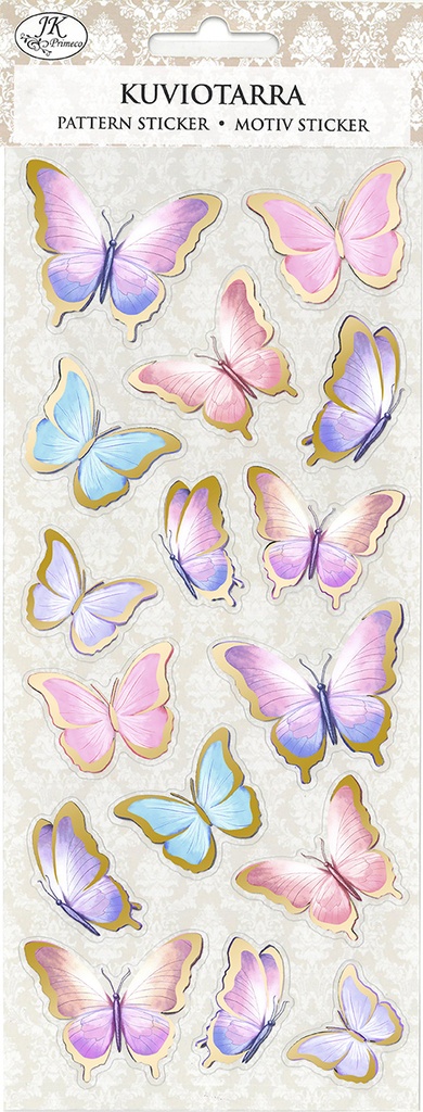 Pattern sticker Colorful butterflies gold