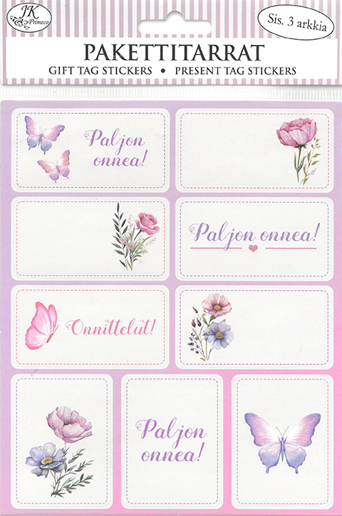 Gift tag sticker narrow Flora 3 sheets