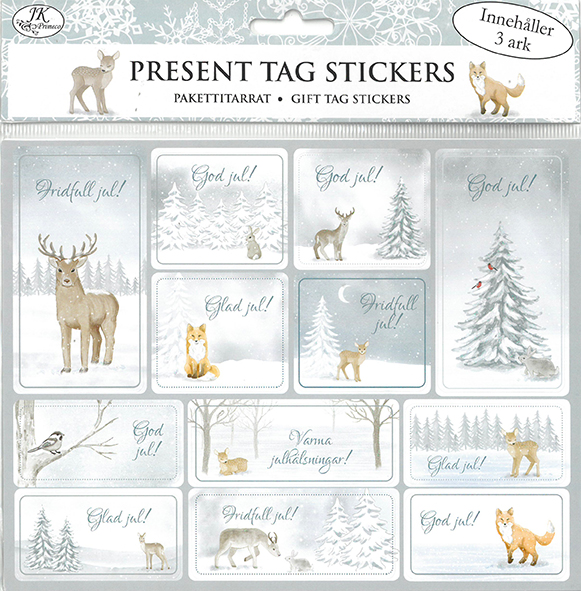 Present tag sticker Vinterdjur 3ark