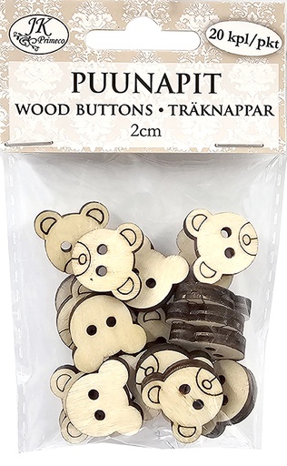 [3992] Wood buttons 2cm Teddy Bear 20pcs