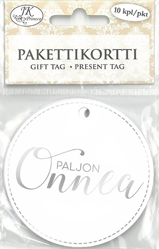 [5195] Gift tag Paljon onnea hopeafolio 10pcs