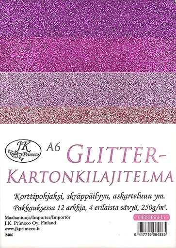 [6488] Glitter card assortment A6 pink 12pcs