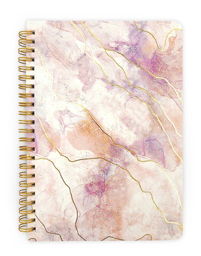 [6651] Notebook A5 Marble rose 160 pages (80 sheets)