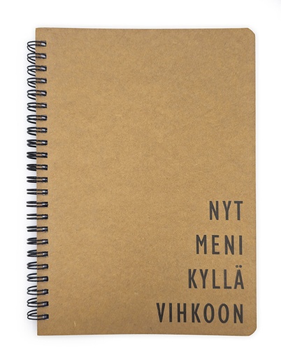 [6653] Notebook A5 "Nyt meni vihkoon" natur musta 160 pages (80 sheets)