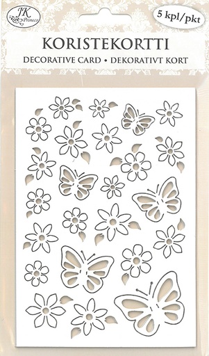 [6975] Decorative card Butterflies and flowers 5pcs