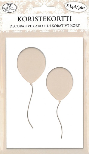 [6979] Decorative card Balloons white 5pcs