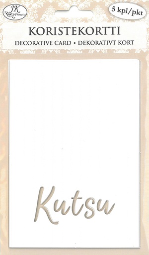[6980] Decorative card Kutsu valkoinen 5pcs
