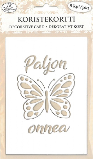 [6981] Decorative card Perhonen valkoinen 5pcs