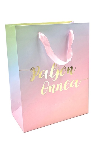 [7441] Gift bag M Paljon onnea pastelli