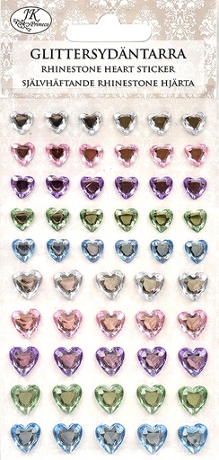 [1307] Rhinestone sticker Heart pastel assortment