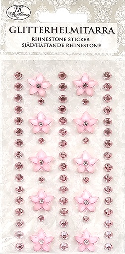 [1312] Rhinestone sticker Flower and pearls light pink