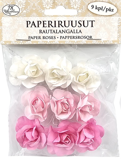 [2839] Paper roses pink assortment 9pcs