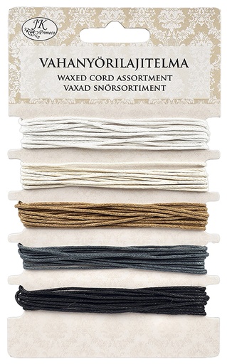 [3719] Waxed cord assortment Black/natural