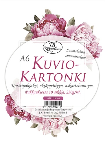 [4071] Patterned card A6 Peony 10pcs