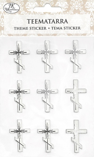 [4215] Theme sticker Cross orthodox silver 9pcs