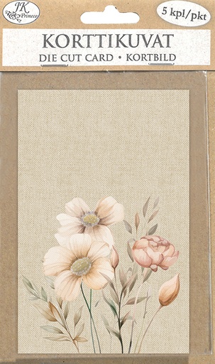 [4735] Die cut card Flower garden natural 5pcs