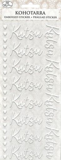 [8989] Embossed sticker Kutsu valkoinen